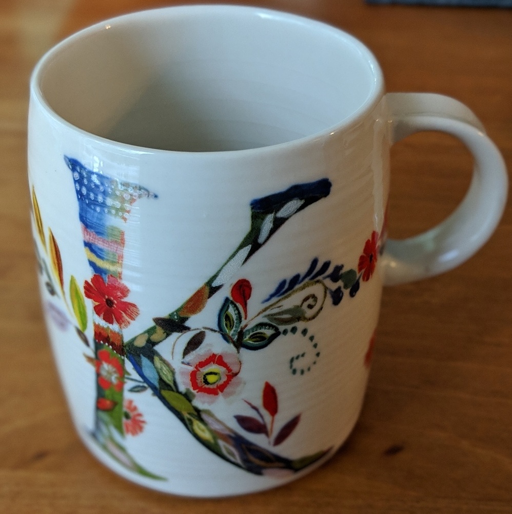 Anthropologie Petal Palette Monogram K mug 🌸